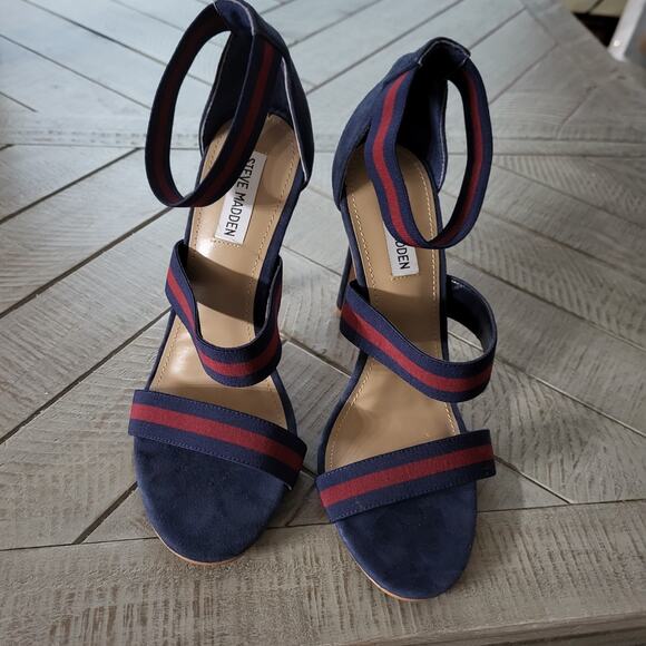 Steve Madden Shoes - Steve Madden Heels Carina Strappy Suede Blue Red Stiletto